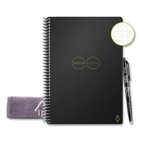 ROCKETBOOK Core Smart Notebook, Dotted Rule, Black Cover, 8.8 x 6, 18 Sheets EVR-E-RC-A-FR